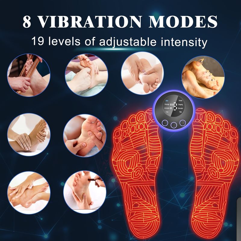 Foussmassagegerät fir Neuropathie, Foussmassagepad fir Péng am Plantarberäich, Muskelentspanung, Foussmassagematt, Fernbediente Foussmassagestimulator_voghion.com