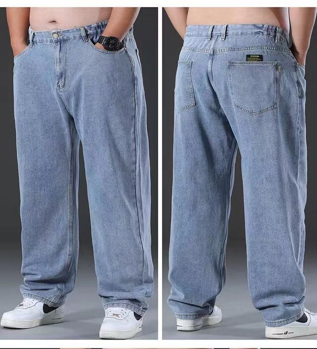 Herenkleding Plus Size Lente Zomer En Herfst Verdikte Jeans Losse Elastische Casual Rechte Dikke Heren Lange Broeken_voghion.com