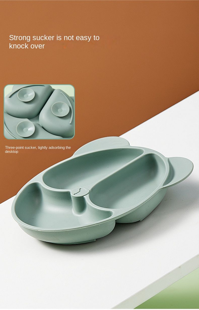 1 pieza de vajilla complementaria para alimentos para bebés con forma de oso bonito de 20 x 20 x 3 cm, plato de silicona de grado alimenticio con ventosa, cuenco de comida a prueba de caídas_voghion.com
