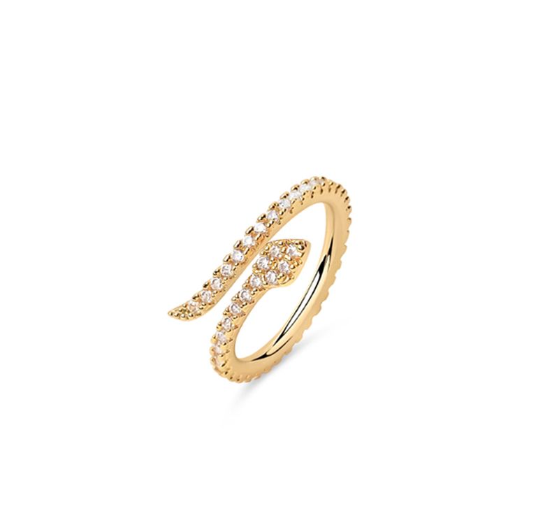 Women's Jewelry Pictographic Golden Snake Ring Light Luxury High End Snake Opening Ring Versatile Index Finger Ring_voghion.com