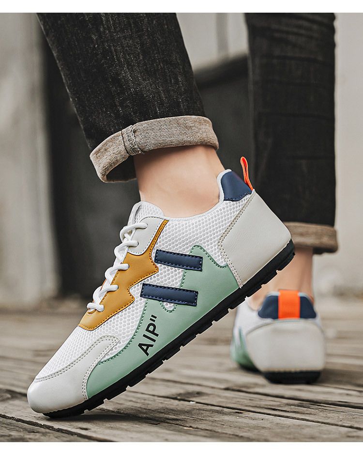 Φθινοπωρινά Νέα Αναπνέοντα Mesh Λευκά Ανδρικά Μοντέρνα Ευέλικτα Επίπεδα Casual Μονόχρωμα Αθλητικά Παπούτσια_voghion.com