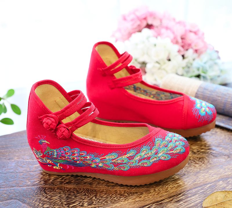 High Heels, einzelne Schuhstollen, Kuhsehnensohlen, bestickte Stoffschuhe für Damen, lässige Tanzschuhe_voghion.com