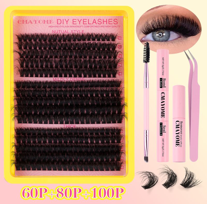 Nepwimpers Set 40p+50p+60p Met Afdichtingsvloeistof Pincet Enkele Cluster Wimpers_voghion.com