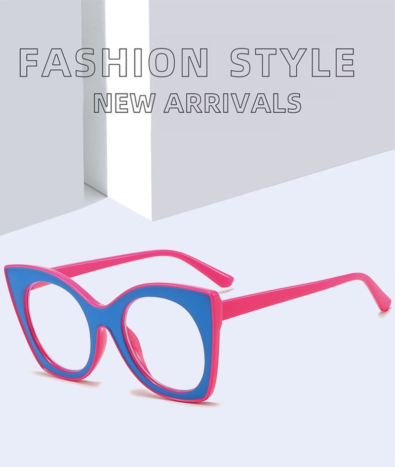Montature per occhiali da donna personalizzate, occhiali anti luce blu con montatura a forma di occhio di gatto, per donne, occhiali di fascia alta, celebrità di Internet, nuovi occhiali autunnali con montatura grande e piatta_voghion.com