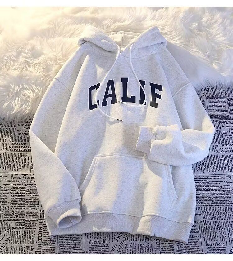 Felpa con cappuccio oversize in pile da uomo - Pullover invernale accogliente con fodera morbida, abbigliamento da strada unisex, vestibilità comoda e casual, stile coreano, stampa con lettere_voghion.com