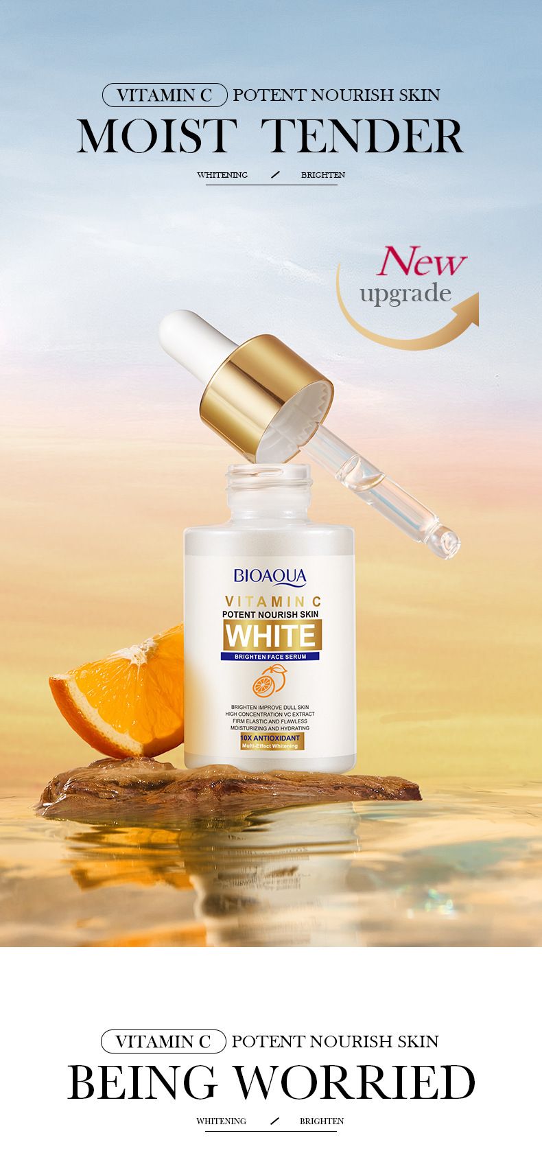 BIOAOUA Vitamin C Facial Serum 30ml Hydrating Moisturizing Moisturizing Brightening Serum_voghion.com