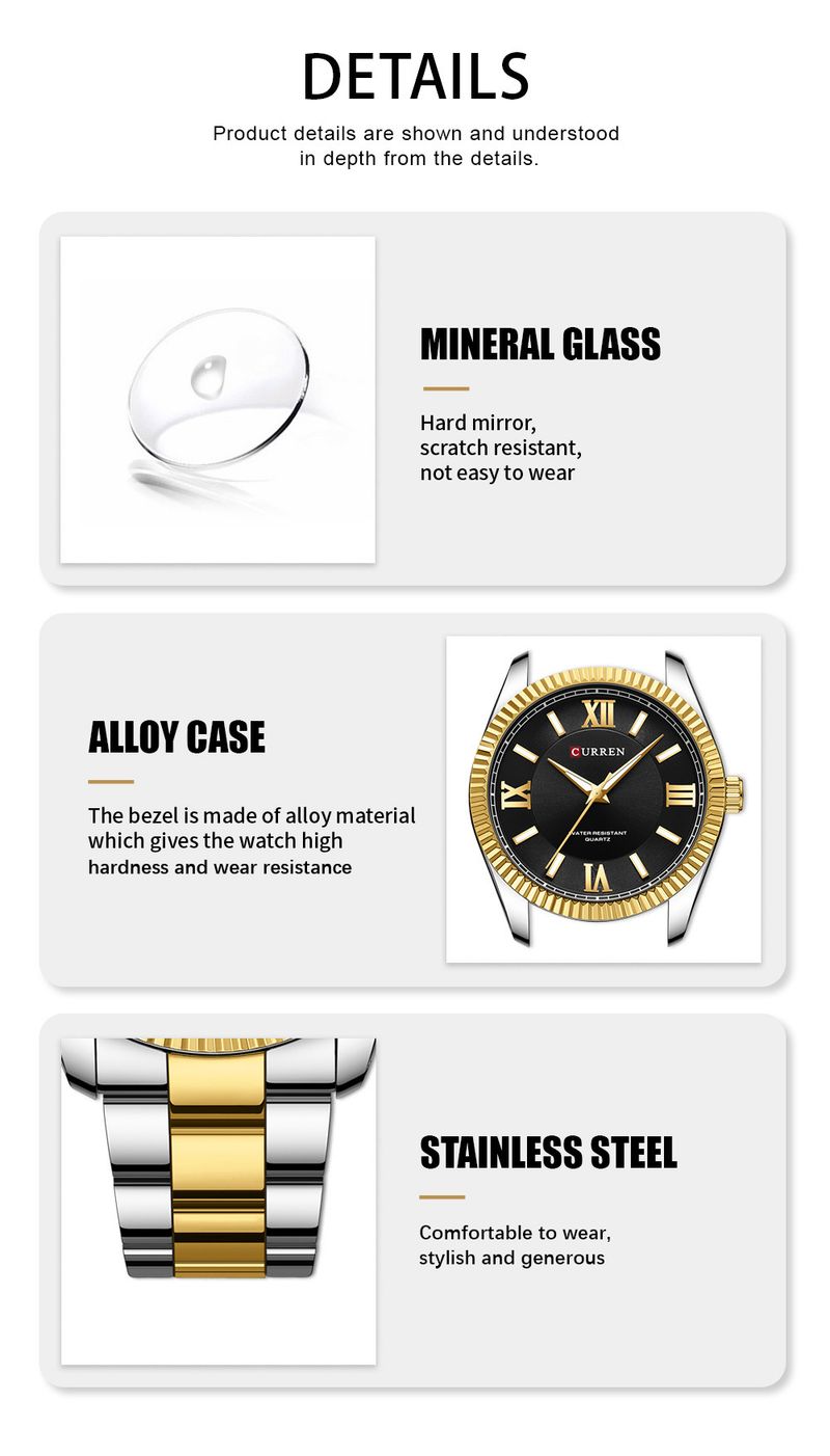 Men's Business Quartz Watch With Roman Numerals, Waterproof Large Dial Stainless Steel Dress Watch For Professional Style_voghion.com