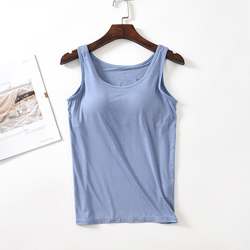 SUPERFLOWER Canotta da Donna Materiale Modale Reggiseno Incorporato Imbottito Elasticizzato Traspirante Canotta Fiess Top Solido Push Up_voghion.com