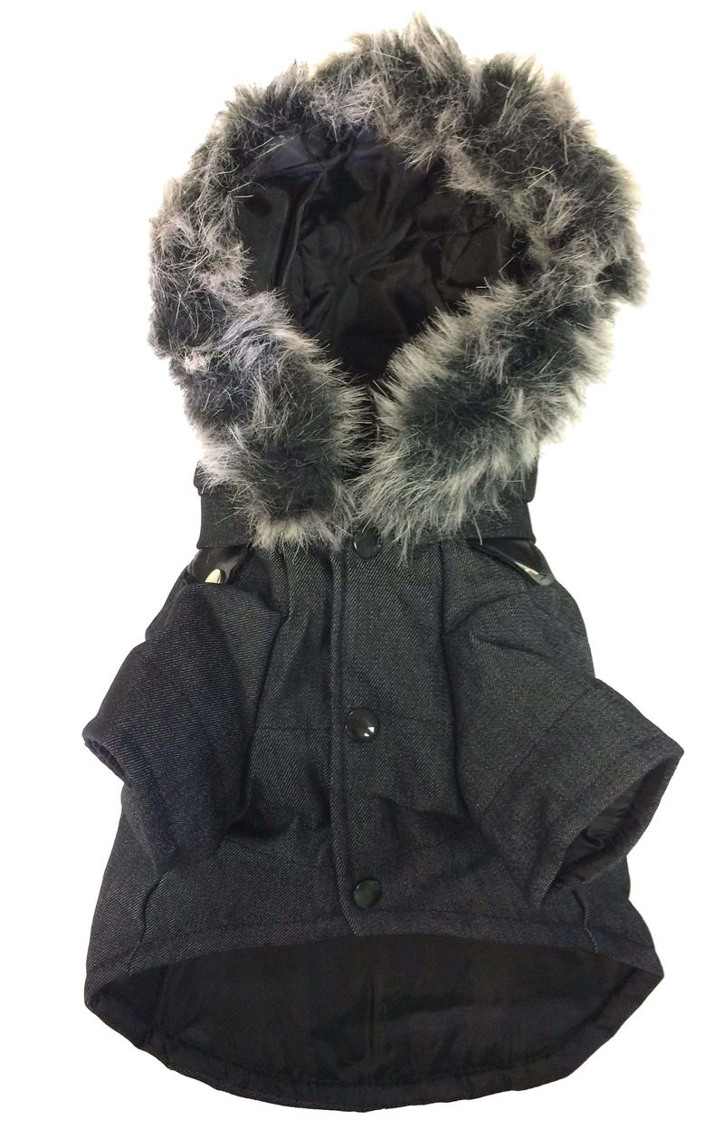 Ruff-Choppered Denim Fashioned Wool Pet Coat_voghion.com