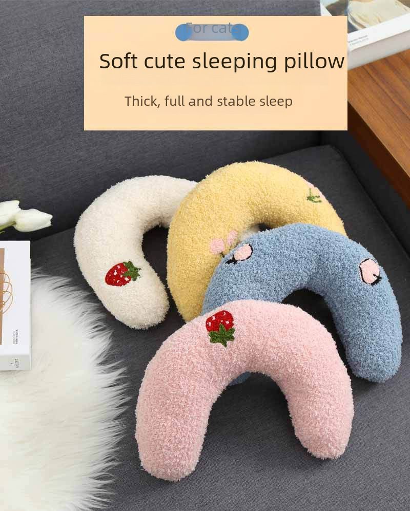 Forniture per animali domestici dirette dalla fabbrica Cuscino per gatti a forma di U protezione cervicale confortevole morbido sonno profondo colore fresco_voghion.com