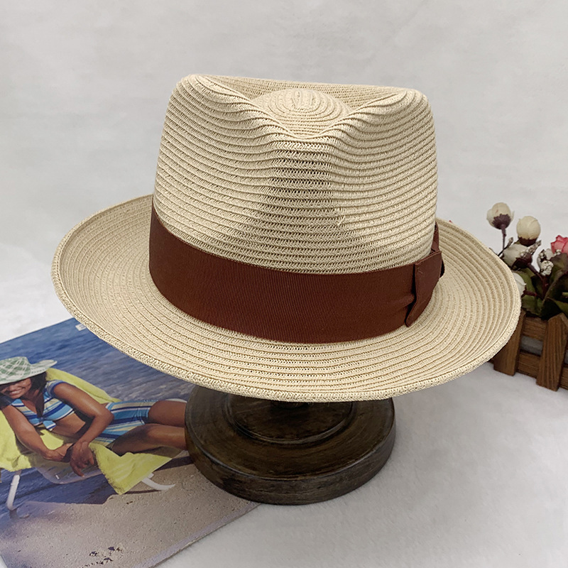klassiska och fashionabla handvävda jazzhattar för män och kvinnor, solhattar, stråhattar, vår- och sommarhattar_voghion.com