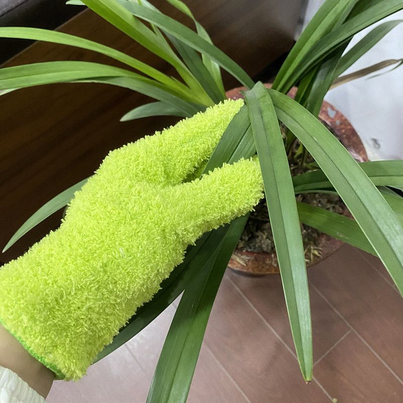 Microfiber Dust Removal Coral Fleece Car Wash Cleaning Solid Color Five-Finger Household Absorbent Hair Drying Gloves_voghion.com