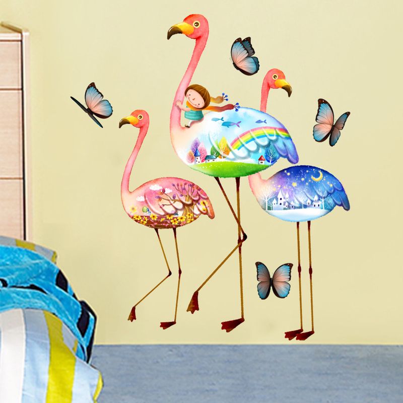 Nordic style flamingo butterfly PVC frosted CH81015 living room entrance decoration wall sticker_voghion.com