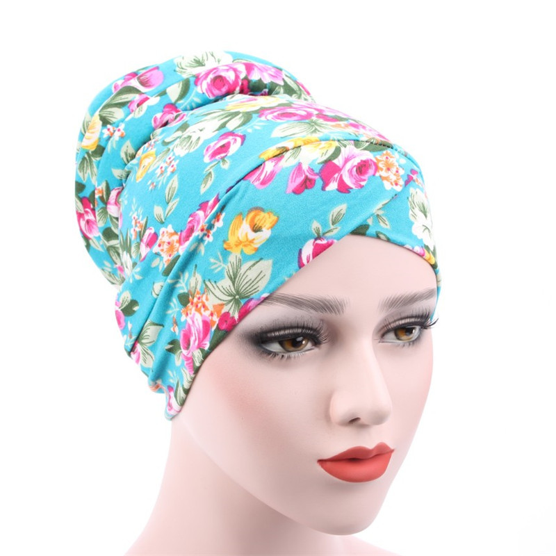 nuovo piccolo berretto a turbante floreale, berretto chemioterapico in cotone con stampa leopardata, berretto con chignon posteriore pronto per la vendita_voghion.com