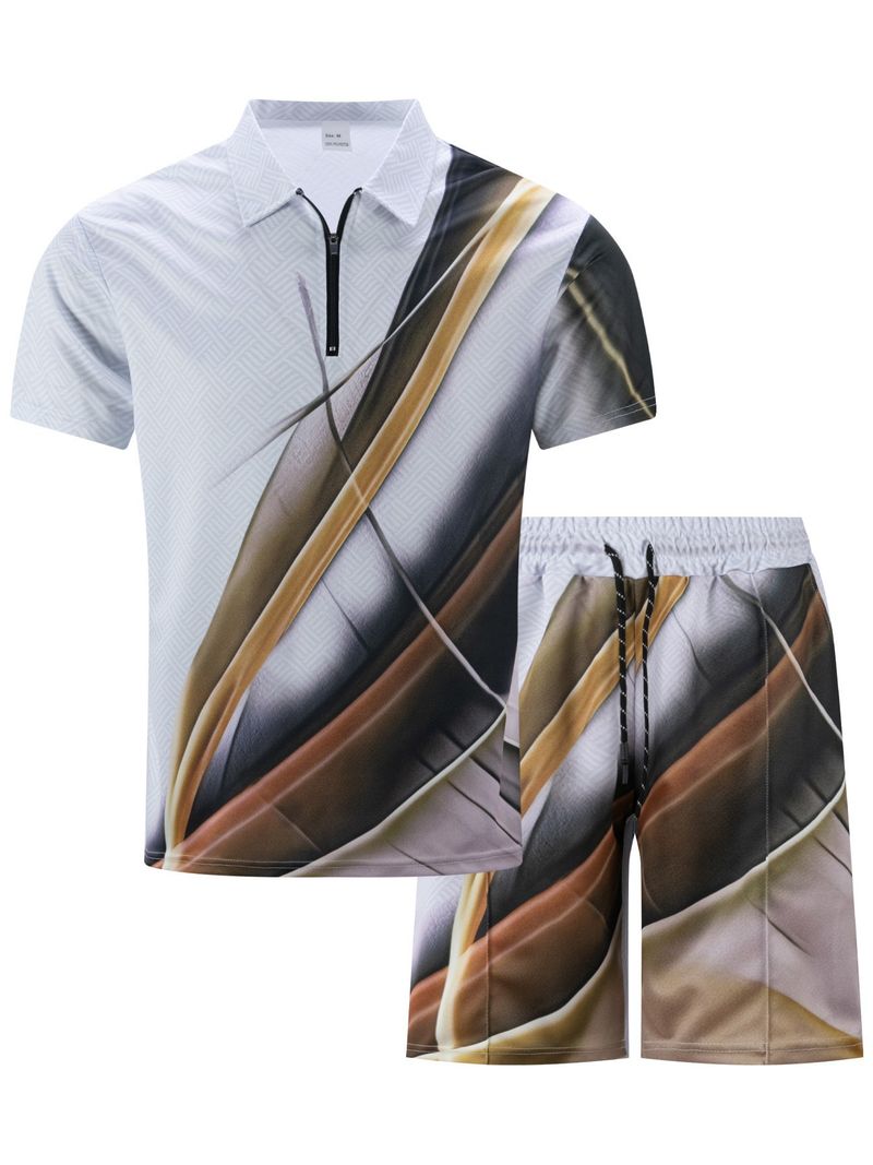 Vêtements d'été pour hommes, nouvelle tendance décontractée pour hommes, short à manches courtes avec fermeture éclair, costume deux pièces_voghion.com