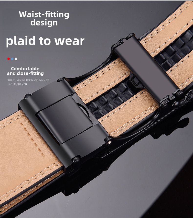 Curea nouă pentru bărbați, cataramă automată, din piele naturală, curea din piele cu model mic, curea de afaceri, casual, asortată, pentru bărbați de vârstă mijlocie și tineri, curea pentru pantaloni_voghion.com