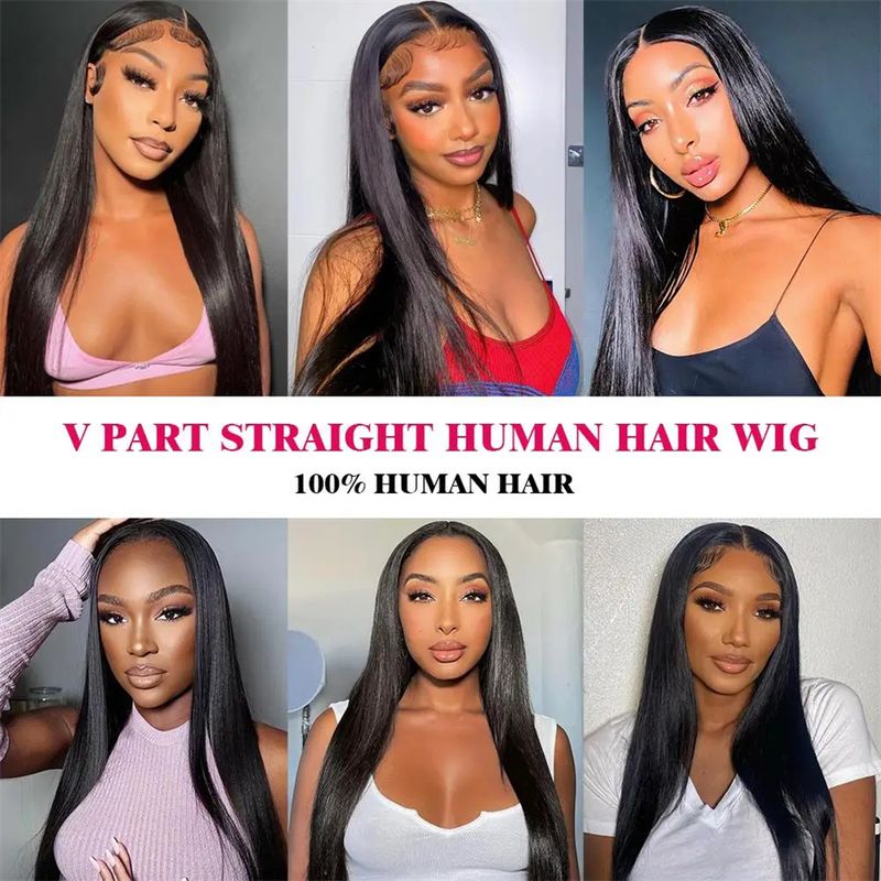 30 32 Inch Bone Straight Glueless Wear and Go Wig 180% Cheap V Part 100% Human Hair Wigs for Women On Sale_voghion.com