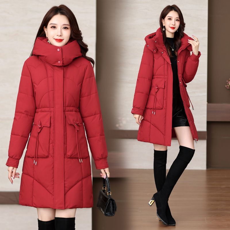 Women's Winter Long Coat With Horn Buttons - Thickened Cotton Padded Jacket For Middle-Aged Women, Elegant And Warm Outerwear_voghion.com