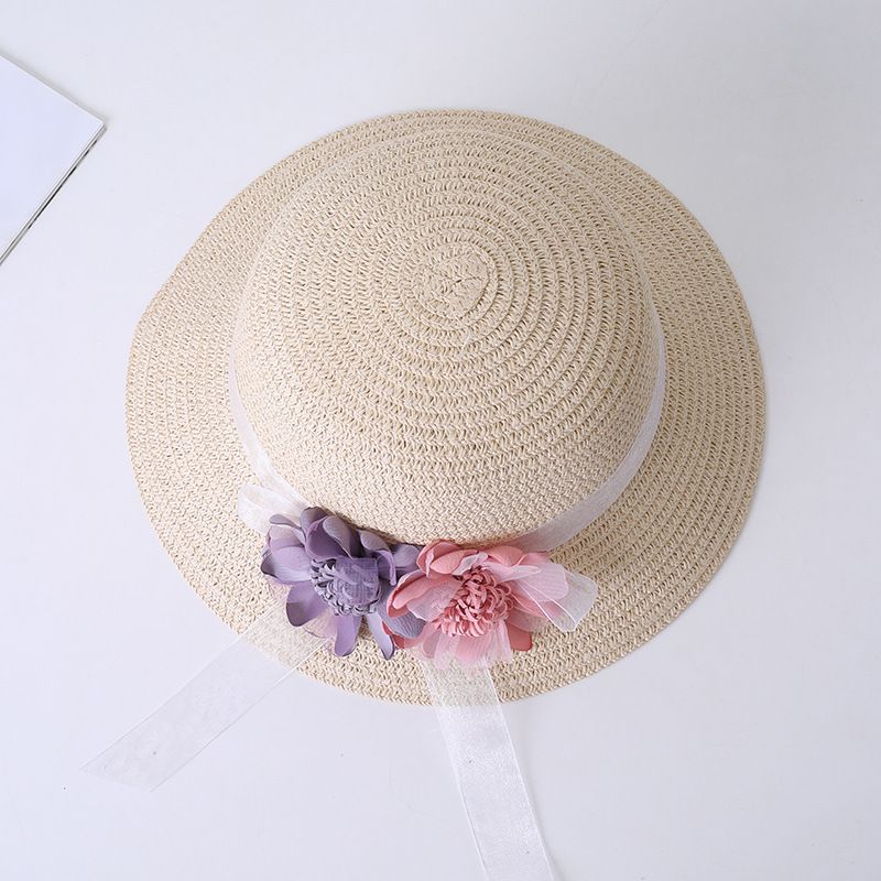 Neue Sommerkinderstroh-Eltern-Kind-kleine Umhängetasche Set Mädchen Baby Blume Fischertopf Big Eaf Sonnenblende Hut_voghion.com