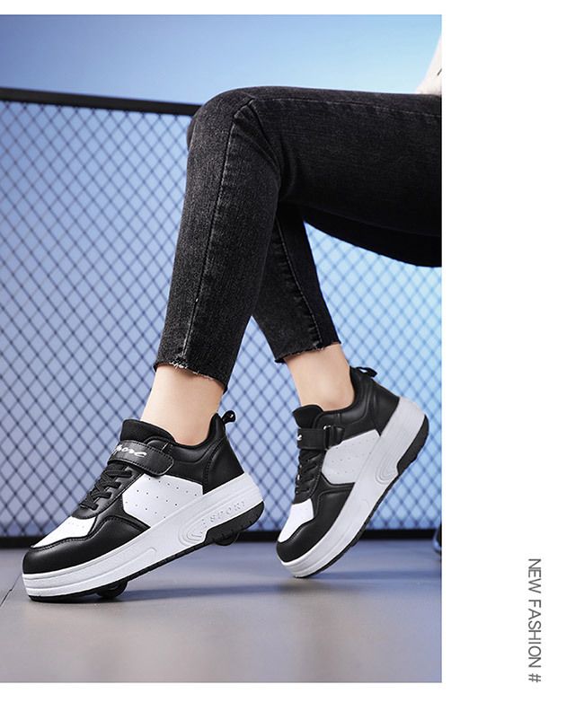 Cross Border E Commerce Kinderlaufschuhe Jungen Mädchen Erwachsene Laufschuhe Doppelrad-Flying-Schuh mit Rad-Rollschuhen_voghion.com