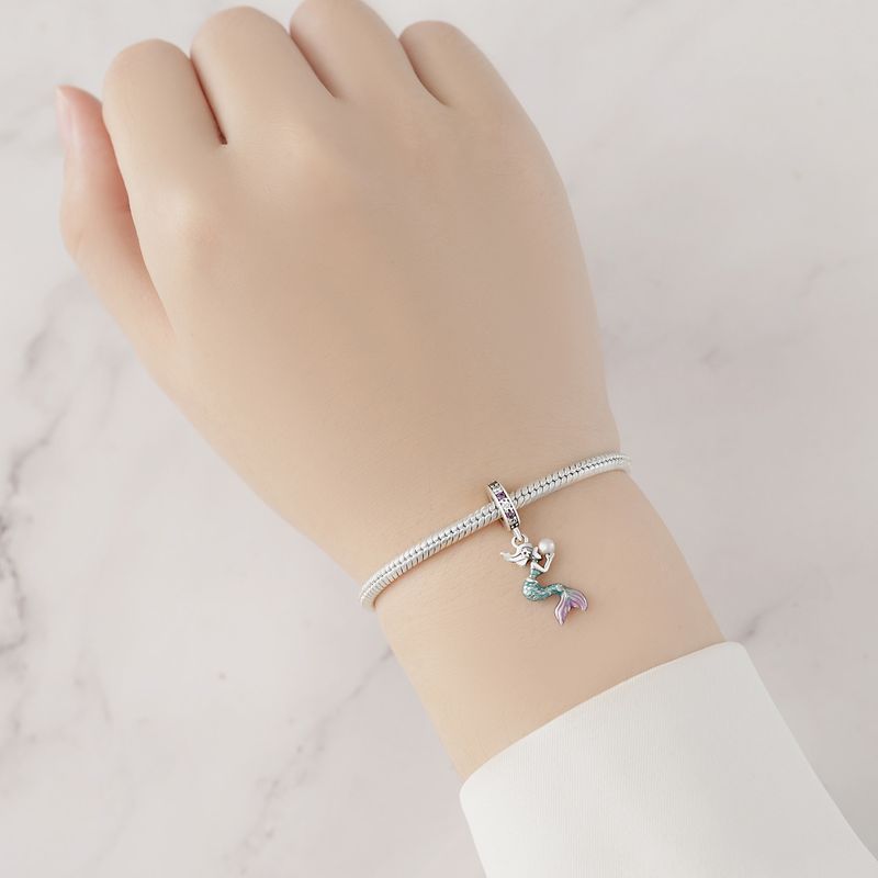Bijou original en argent sterling 925 pour femme, pendentif queue de poisson en forme de tortue, style océan, accessoires de bijouterie DIY, bracelet à cordon_voghion.com