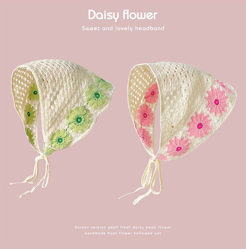 Sciarpa in pizzo dolce - Bandana triangolare all'uncinetto fatta a mano per donna, primavera estate, viaggi e foto styling_voghion.com