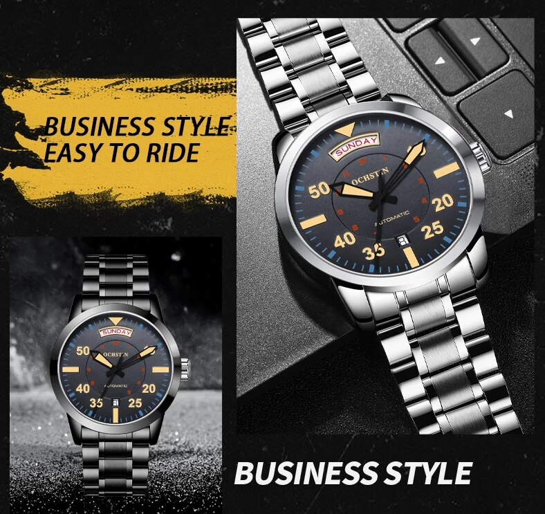 Ochstin New 2025 Master Series Casual Simple Wind Double Calendar Mechanical Movement Wrist Watch Men Mechanical Watch_voghion.com