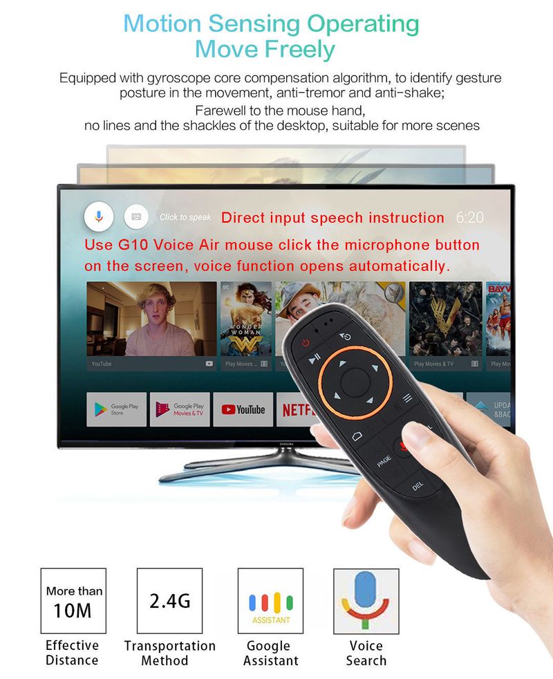 G10S Voice Flying Multi Versão Air Mouse Infravermelho Aprendizagem TV Box Controle Remoto com Giroscópio_voghion.com