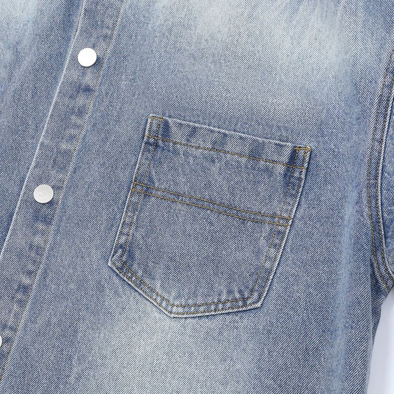 Herrenbekleidung Washed Old Denim Kurzarmjacke Weite Beinhose Anzug Herren Loose Summer Ins Denim Anzug_voghion.com