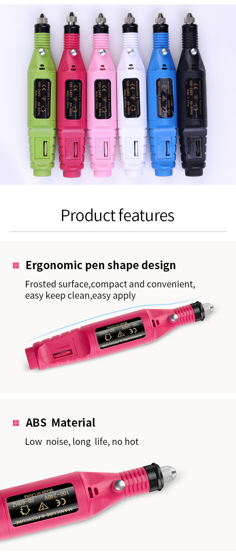 Enlèvement électrique portatif de peau morte d'ongle, machine, machine de vernis à ongles d'essai de stylo_voghion.com