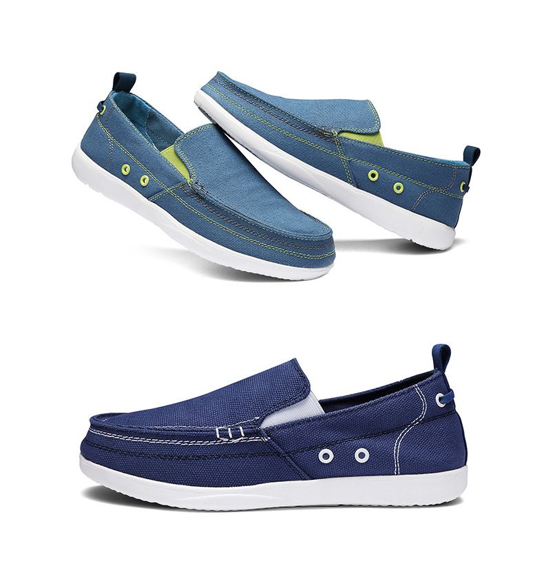 Canvas loafers Spring summer breathable men's casual shoes over feet_voghion.com