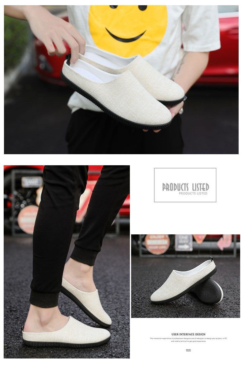 Sommer Atmungsaktive Freizeit-Slipper aus Segeltuch mit geschlossener Zehenpartie_voghion.com