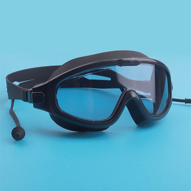 Gafas de natación antivaho con montura grande y tapones para los oídos para niños y niñas_voghion.com