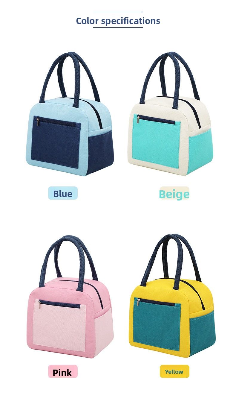 Color Matching Lunch Box Bag Portable Student Large-capacity Waterproof Thermal Insulation Bag Oxford Cloth Lunch Bag Bento Bag_voghion.com