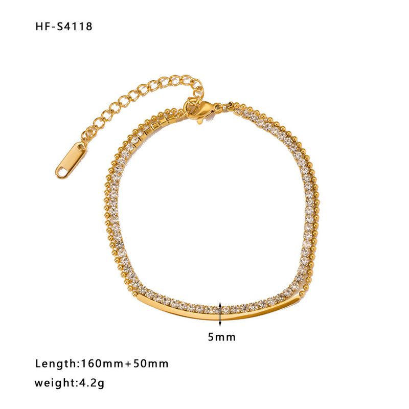 Fashionable Simple Full Diamond Chain Light Luxury Non-Fading Titanium Steel High-End Zircon Bracelet_voghion.com