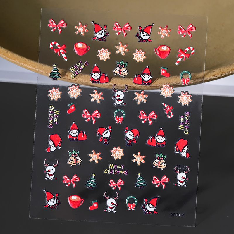 Christmas Embossed Nail Decals - 5D Naked Sheet | 3D Santa Snowman Snowflake Cartoon Relief Stickers_voghion.com