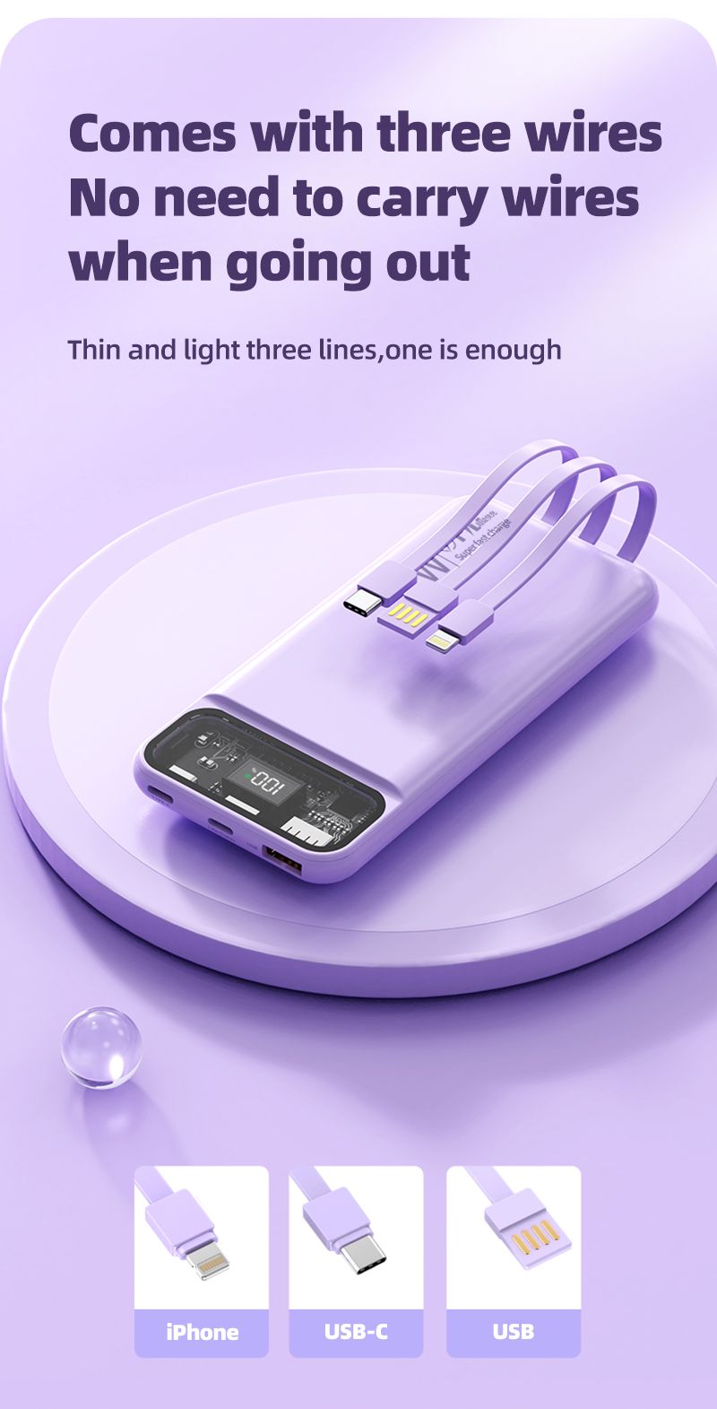 Zenei Fesztivál Új átlátszó bank 10000mah 3 az 1-ben gyorstöltő, testre szabható akkumulátorok_voghion.com