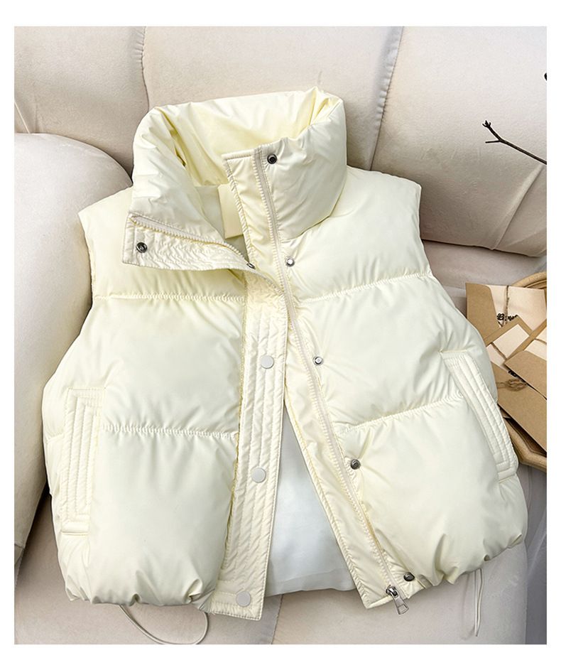 Abbigliamento donna Gilet in cotone da donna corto autunno e inverno gilet giacca in cotone gilet ispessito gilet trasmissione in diretta_voghion.com