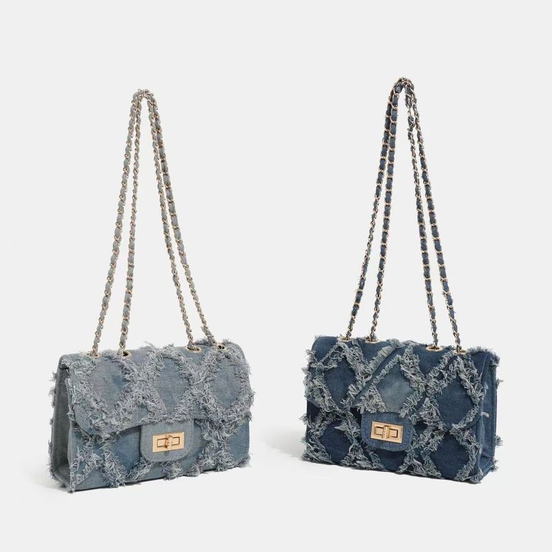Borsa a tracolla da donna in denim tie-dye di alta qualità, casual, versatile e di nicchia_voghion.com