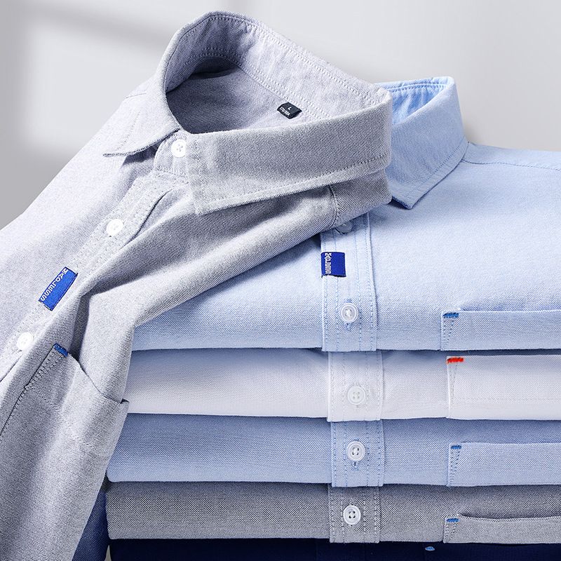 Chaqueta informal holgada de otoño e invierno de CT, estilo coreano, moderna y elegante, formal, de negocios, de algodón Oxford, camisa de manga larga para hombre_voghion.com