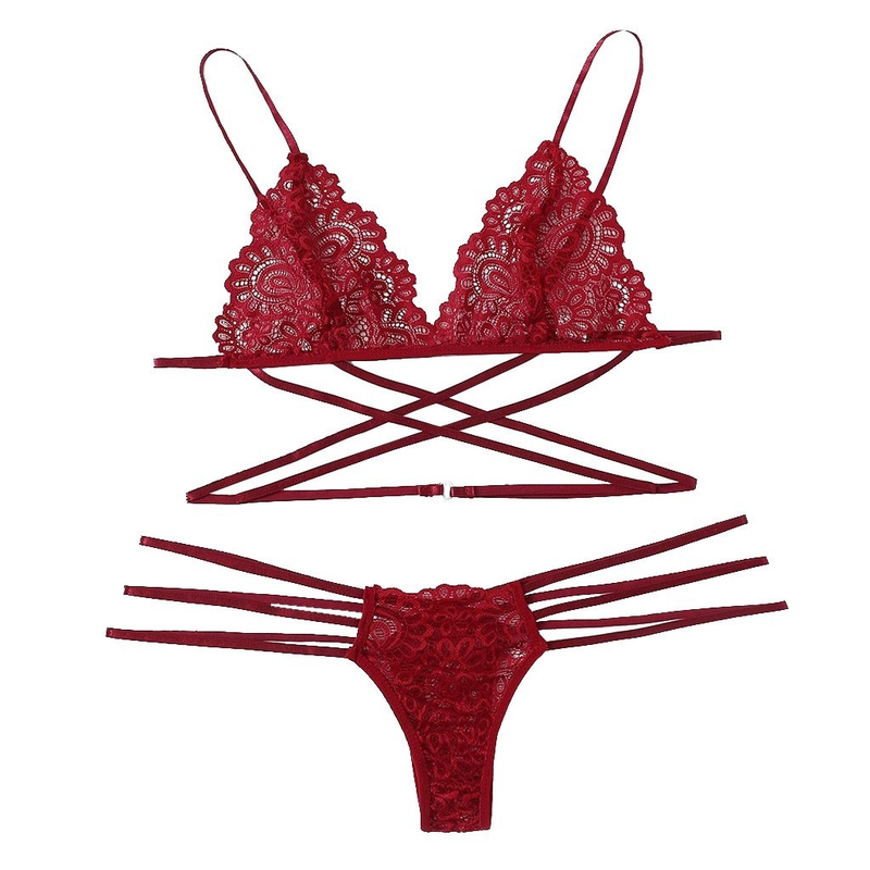 Hot Sale Naisten U Sexy alusasusetti naisille Plus Size Lace Lingerie Thong Set Bodydoll Sleepwear Bandage Bran_voghion.com