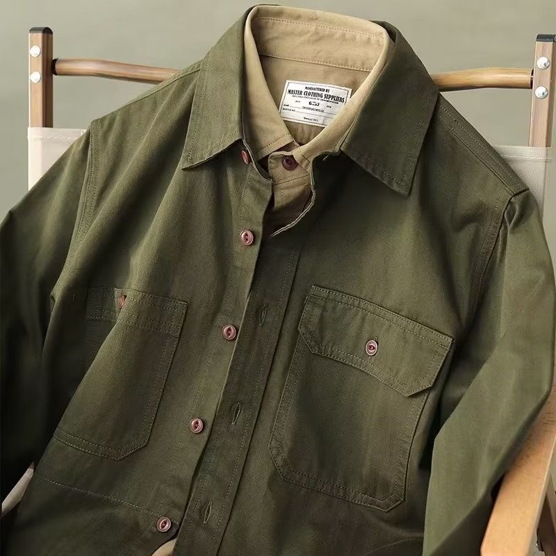 Amerikanischen Stil Arbeitskleidung Langarm Lose Tough Guy Jagd Hemd Männer Frühling Jacke Mantel_voghion.com