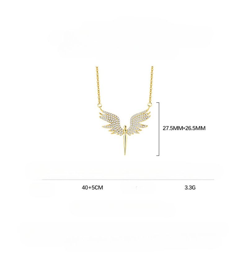 Sterling Sëlwer Liicht Luxus Zirkon Engelflilleken Halskette Nisch Design Schléissebeen Kette_voghion.com
