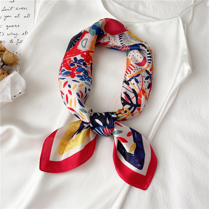 Nuova Sciarpa di Seta Sciarpa Quadrata Piccola Sciarpa di Graffiti Colorati da 70 cm Sciarpa di Protezione del Collo Sottile Autunno e Inverno Aria Estiva_voghion.com