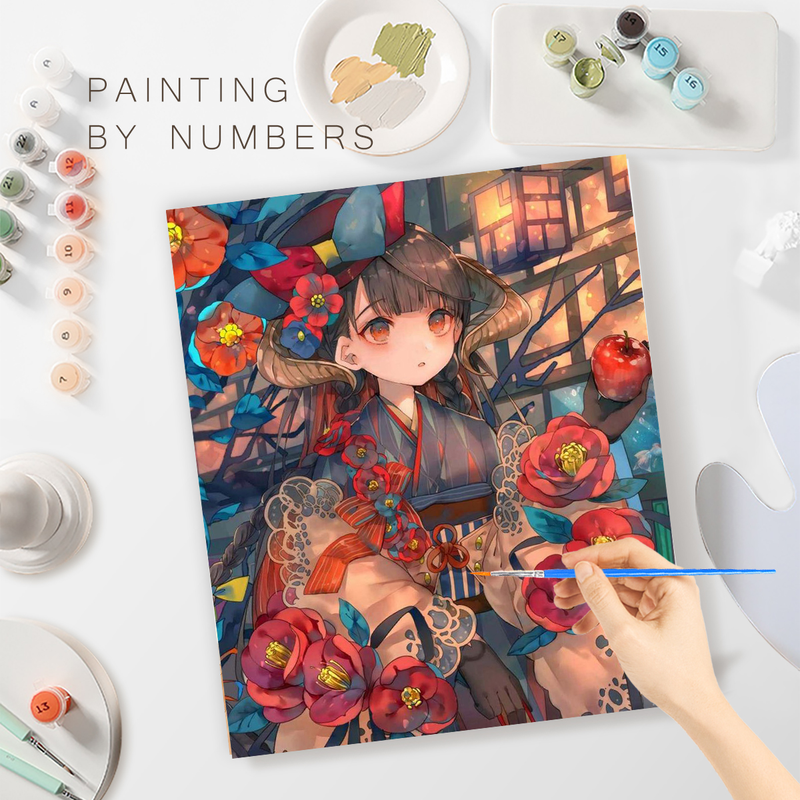RUOPOTY Klasyczne malowanie po numerach, ręcznie robione obrazy dekoracyjne, farba do malowania kwiatów dla dziewczynki, dekoracja ścienna_voghion.com