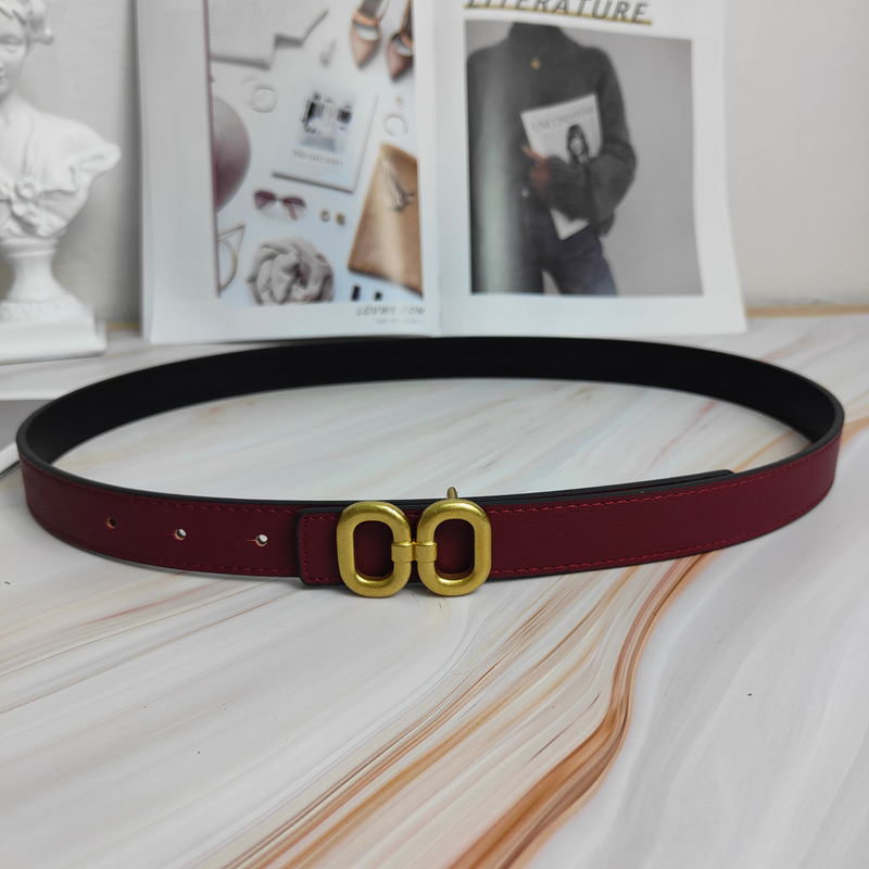 Cintura in pelle da donna e uomo d'affari senior di lusso con fibbia a doppio anello di tendenza calda, confezione regalo in pelle bovina, da donna, personalità semplice, 2,5 cm_voghion.com