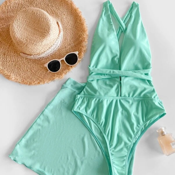 Vêtements pour femmes Mode Maillot de bain sexy Bikini froncé Bikini Maillot de bain trois pièces pour femmes_voghion.com