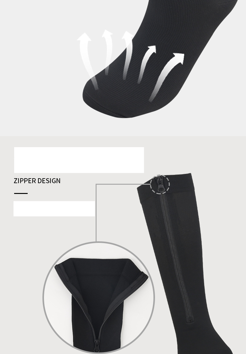 Sport druk sokken nieuwe tas teen compressie rits sokken outdoor lange been stretch sokken_voghion.com