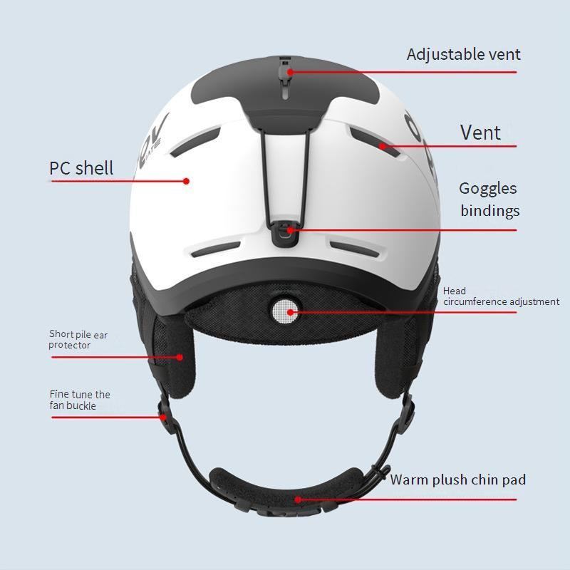 Helstyckesskidhjälm för inomhus- och utomhusåkning, snowboardåkning, skidåkning, vintervärme, med justerbar ventilation, lätt, slagtålig_voghion.com