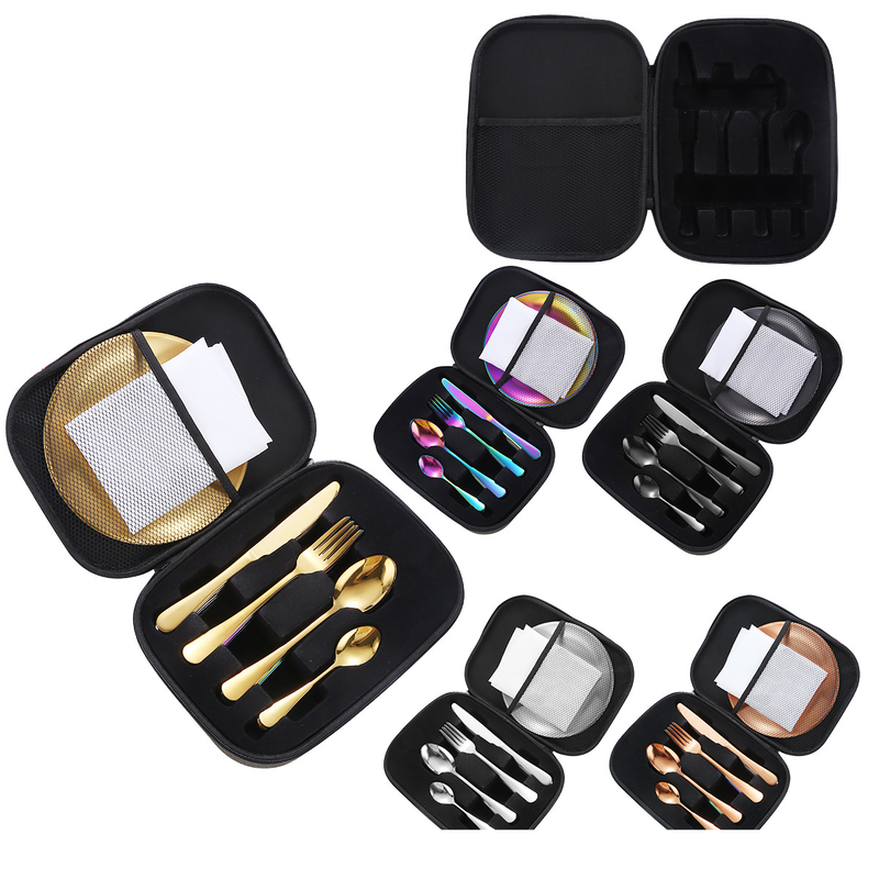 Camping Picknick Im Freien Tragbare Geschirr Set Edelstahl Geschirr Messer Gabel Löffel Platte Reise Geschirr Set_voghion.com